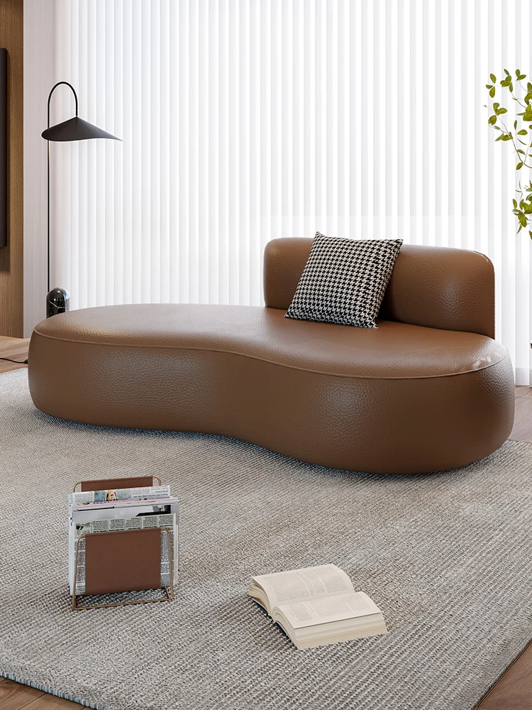 

Italian minimalist cat scratching skin cashew nut single concubine recliner leather art sofa living room hotel homestay concubin