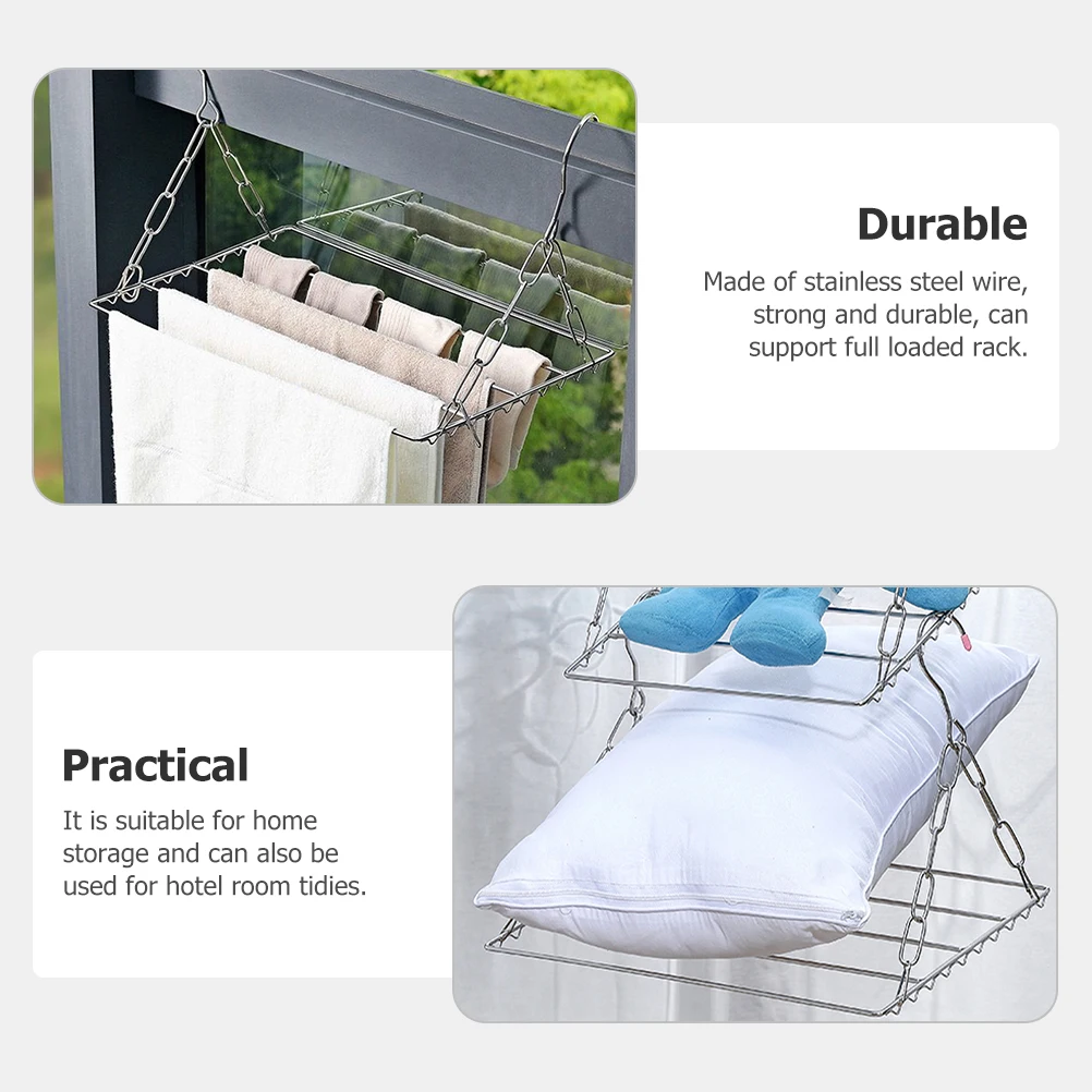 

Stainless Steel Balcony Laundry Drying Rack Multi-Functional Space Saving Shoe Hanger Rust Resistant Organizer for Home