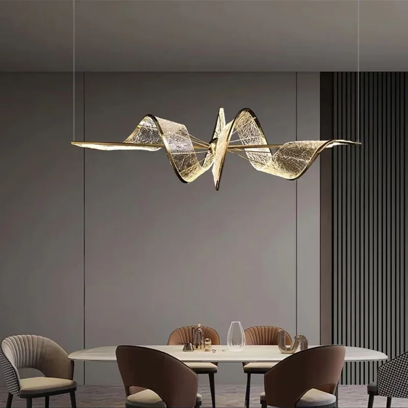 French Brass Branch Chandelier, ABS & Hardware Lustre, Dimmable Pendant Lamp for Living Room & Stairwell, Light for Ceilings