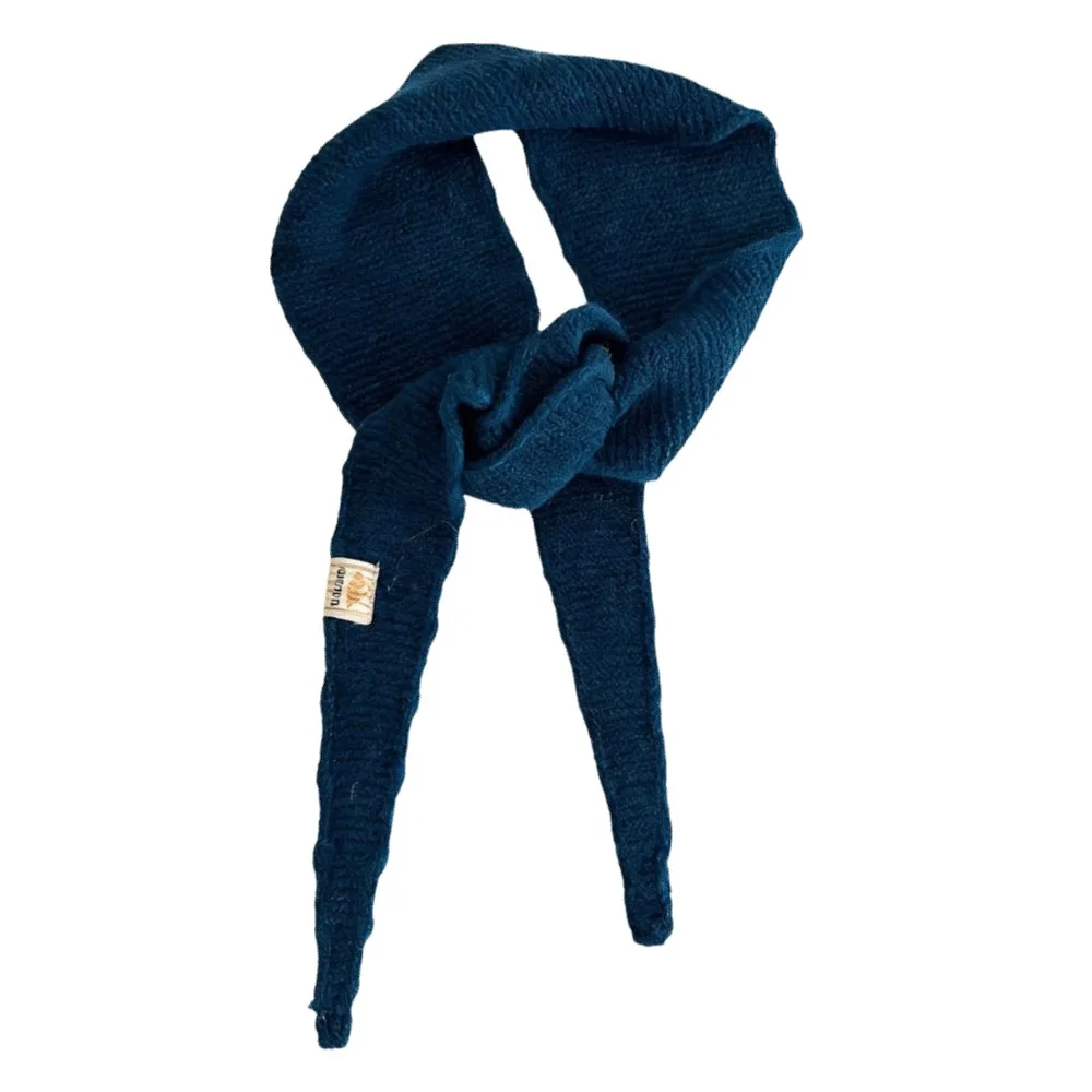 

Чистый шерстяной мини-шарф с круассанами, тонкий полосатый длинный треугольный шарф, теплый декоративный стильный шарф для защиты шеи