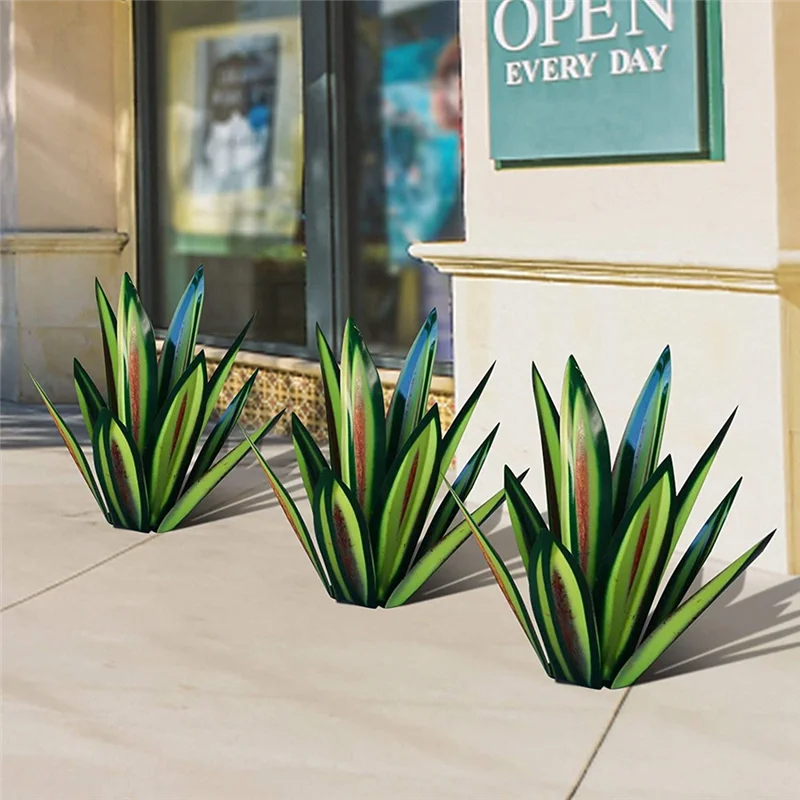 

1 PCS Green DIY Metal Agave Plants Outdoor Garden Aesthetic Signs Patio Figurines Yard Art Decoration A
