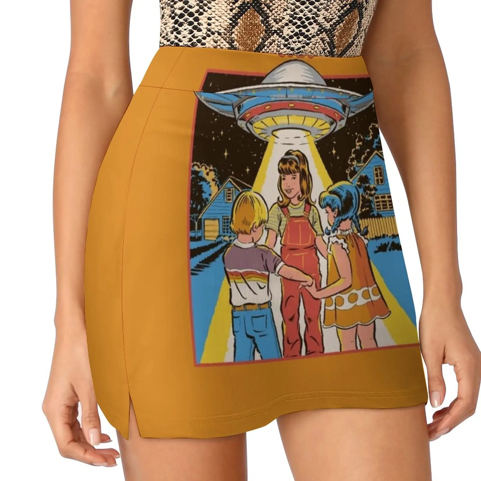 Abduction Club Skirts Woman Fashion 2022 Pant Skirt Mini Skirts Office Short Skirt Humor Aliens Ufo Sci Fi Science Fiction 80S