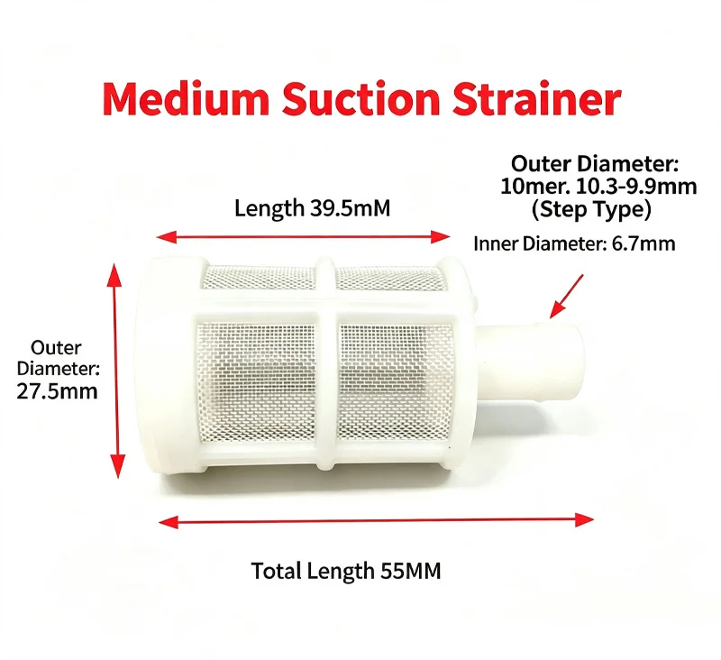 Water Pump Suction Strainer, 7.6/10/12mm Mesh Filter, Replacement Parts for Sprayer Diaphragm Pump Car Washer Intake Filters