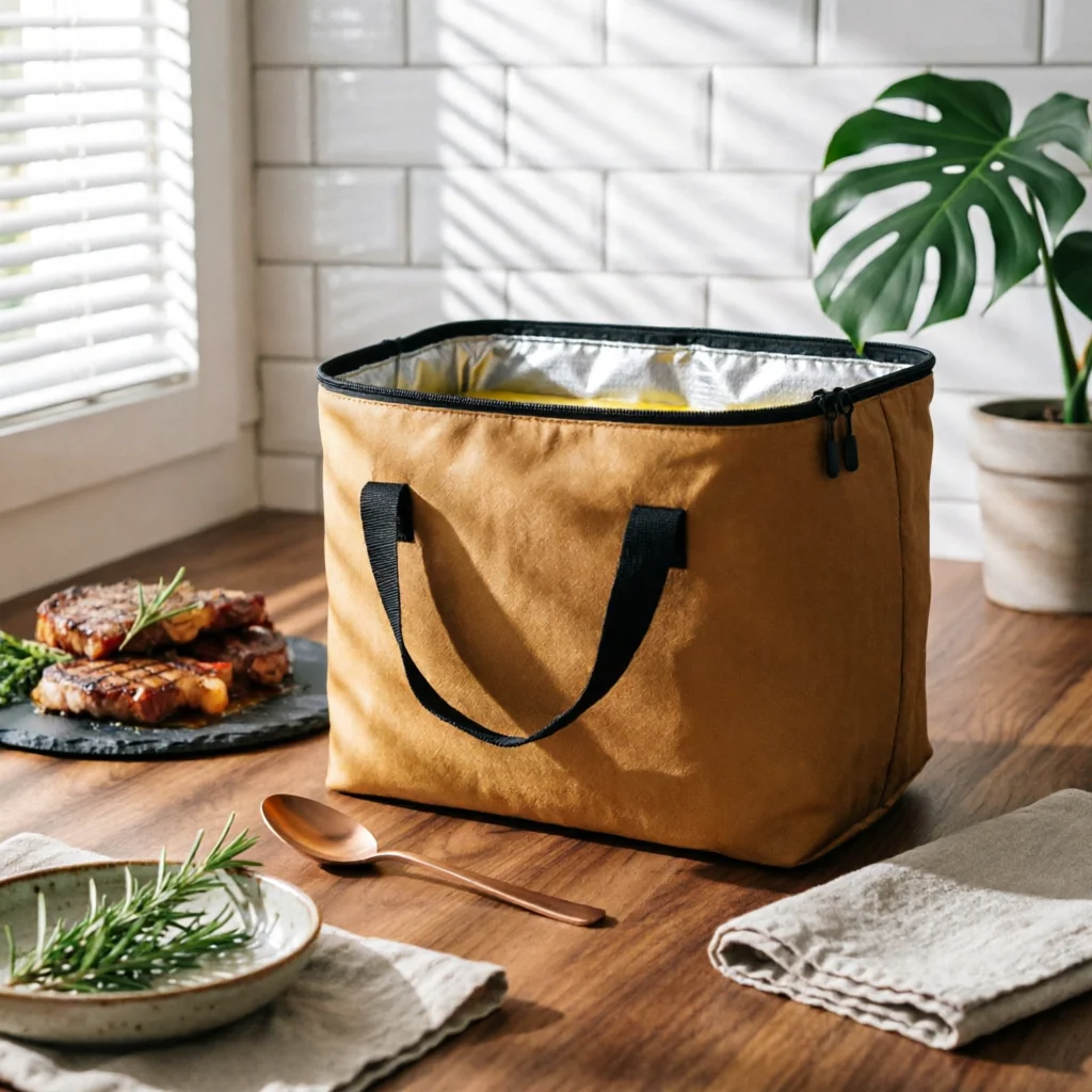 Heat-insulating Meat Bag with Carry Handle Reusable Leak-resistant Food Container for Outdoor Barbecue and Cookouts