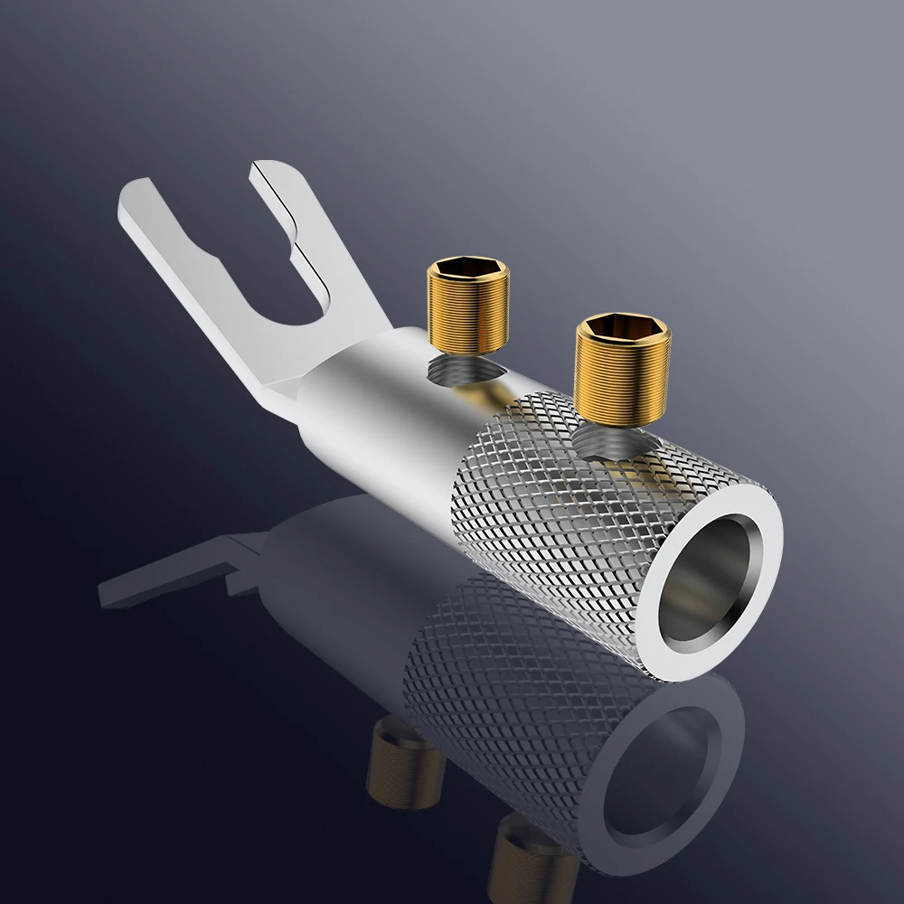 4PCS Viborg VS702R/G/S HIFI Speaker Cable Spade Connector Top Pure Copper Silver Gold Rhodium Plated Fork Y Plug