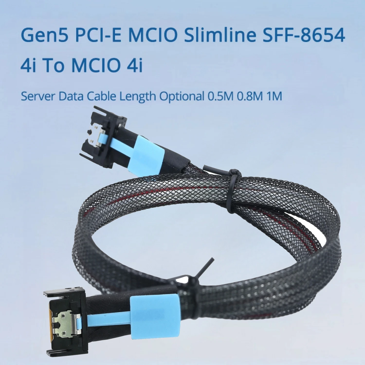 Gen5 PCIe PCI Express MCIO Slimline SFF-8654 4i 4X to MCIO 4i Adapter Cable for PC Server Data Connection Cable 0.5M 0.8M 1M