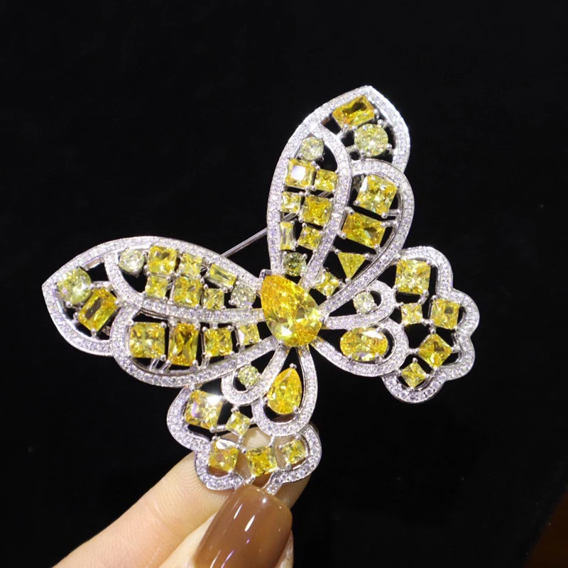 

Кольцо-брошь-бабочка из стерлингового серебра 925 пробы, массивные ювелирные изделия из высококачественного циркония, роскошный набор булавок и колец