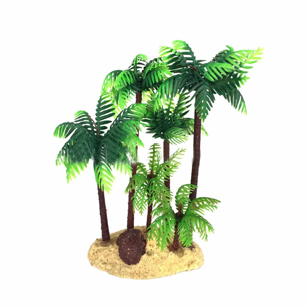 

14 Cm Mini Landscape Decor Fish Tank Plants Artificial Bonsai Coconut Tree Decoration Decorations