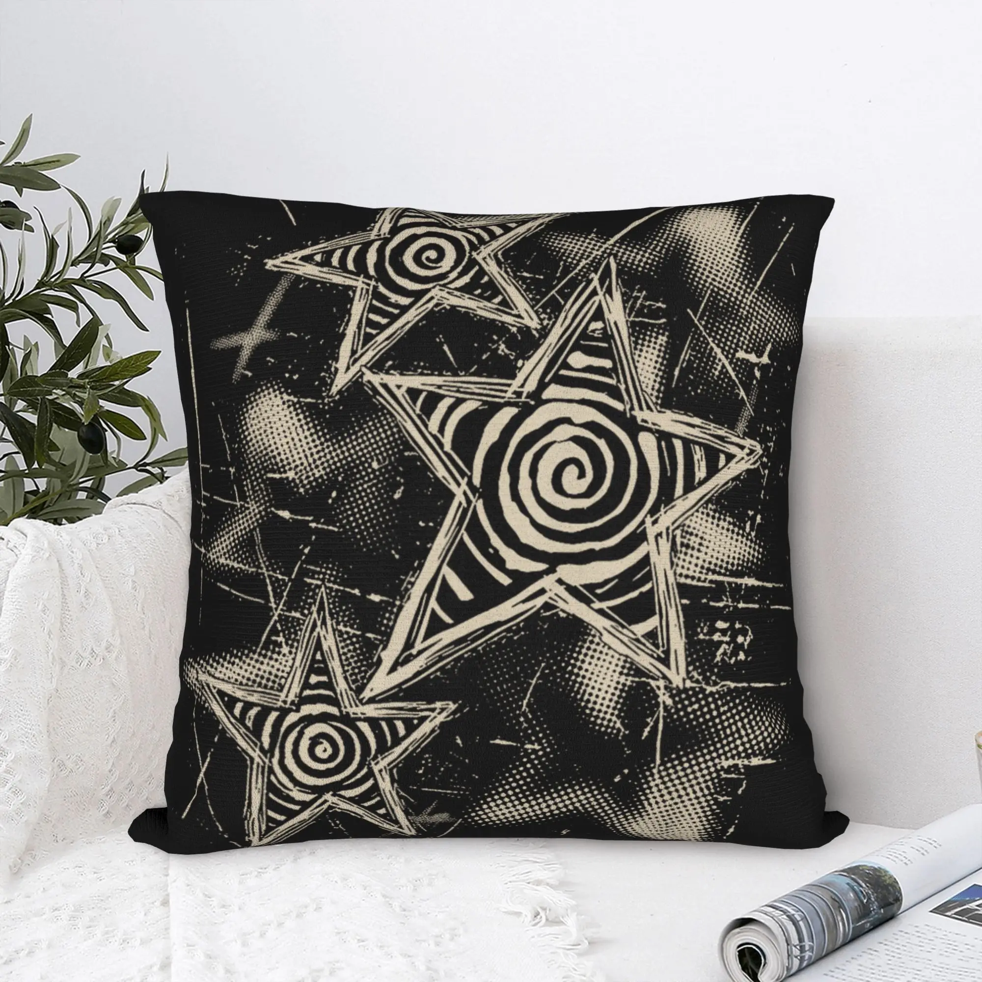 Printed Y2k Grunge Stars 2000s Cyber Pillowcase Polyester Cushion Cover Decorations Throw Pillow Case Cover Home Dropshipping