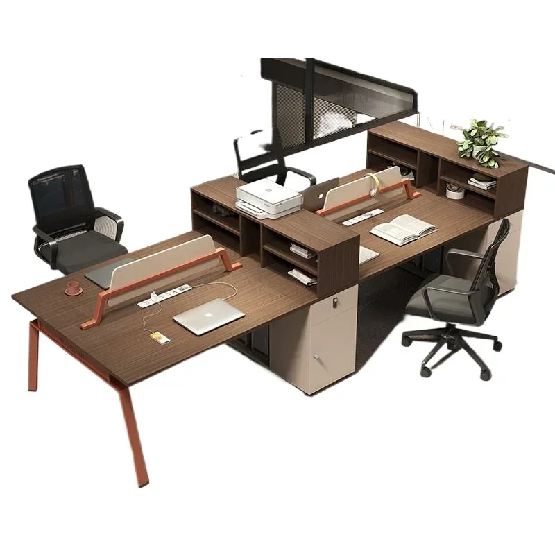 Staff office desk and chair combination simple modern six-person booth