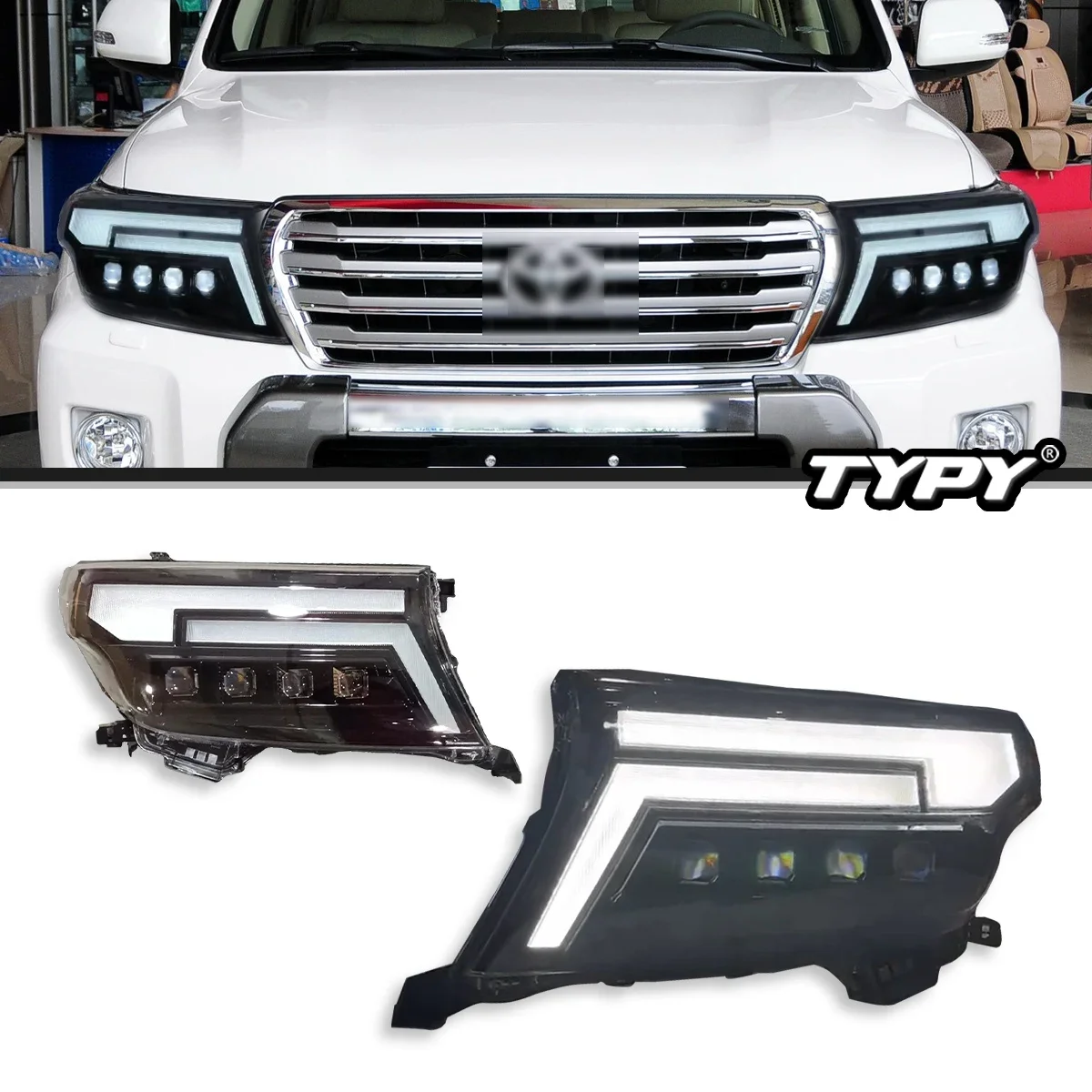 

Автомобильные фары TYPY для Toyota Land Cruiser, фары 2012-2015, светодиодные фары для проектора, дневные ходовые огни, автомобильные аксессуары