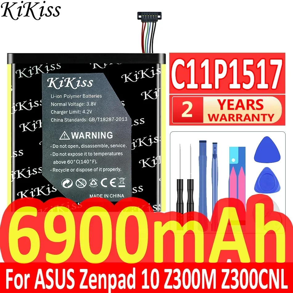 

Аккумулятор KiKiss большой емкости 6900 мАч C11P1517 для ASUS ZENPAD 10 Z300M Z300CNL 6B P00C, аккумулятор для планшетного ПК