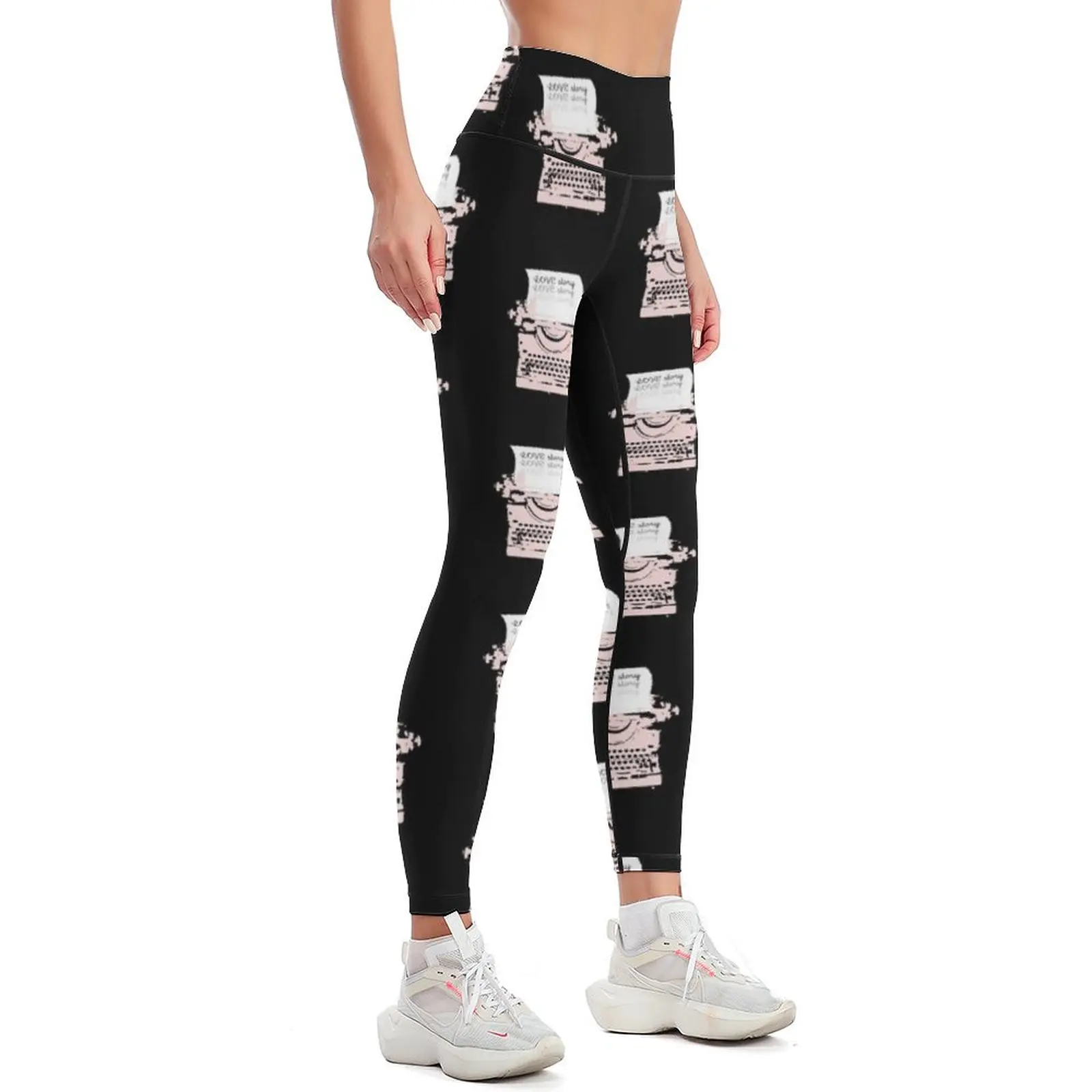 RETRO TYPEWRITER Leggings gym pants flared Golf wear gym top Womens Leggings