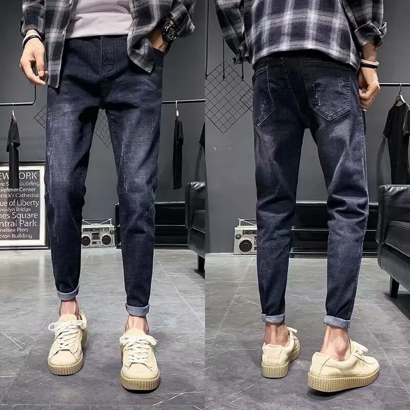 

Wholesale 2022 Spring Autumn New Men's Jeans Slim Fashion Brand Casual Little Foot Korean Black Jogger Jeans for Men