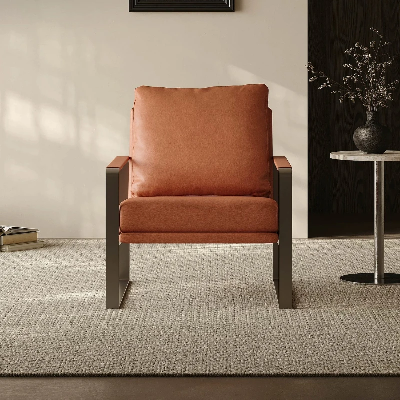 Italian minimalist leisure chair living room stainless steel sofa chair reclining chair modern simplicity