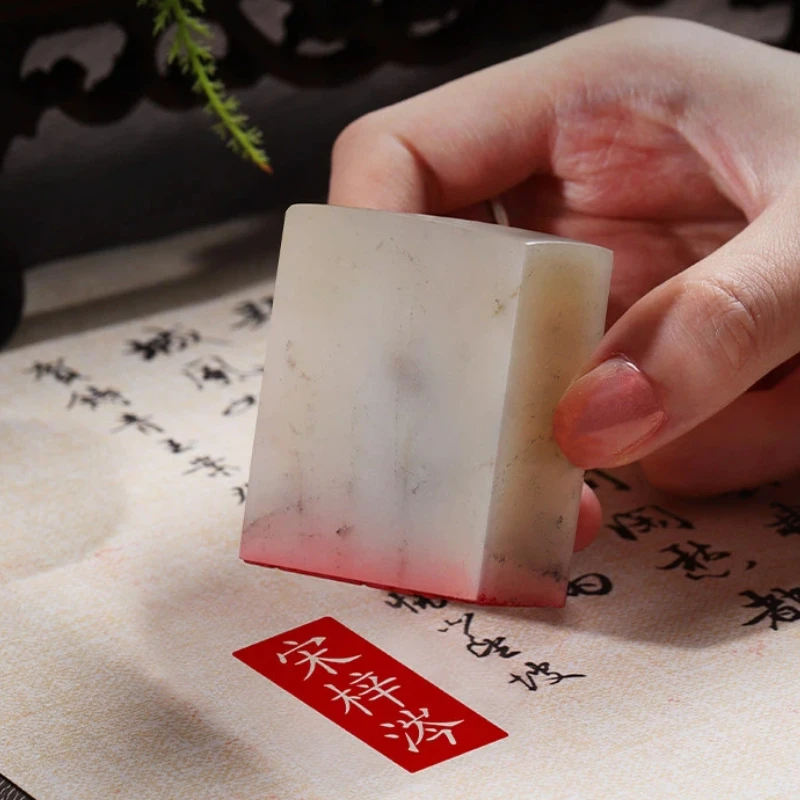 

Dandong Stone Carved Seals Rectangular Engraving Chinese Characters Stamps Custom Personal Name Seals Calligraphy Painting Tools
