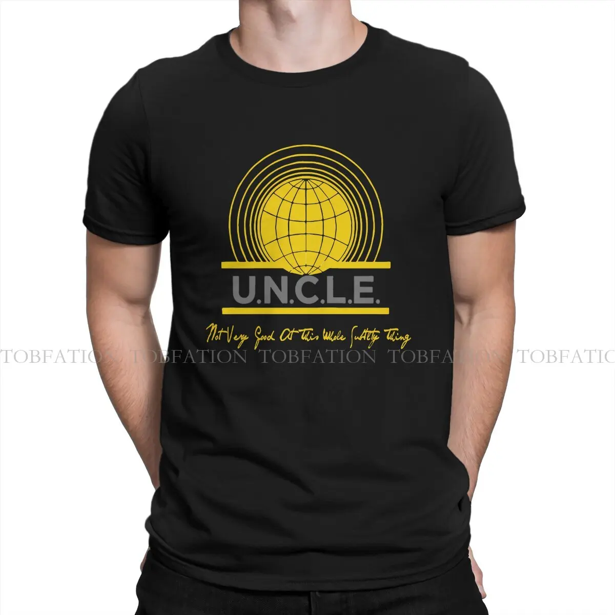 Yellow Round Collar TShirt The Man from U.N.C.L.E Pure Cotton Basic T Shirt Men Tops New Design Big Sale