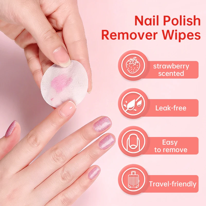 LILYCUTE 32Pcs Lint-Free Box Strawberry Nail Polish Remover Wipes Soft Absorbable Pads for Easy Manicure & Pedicure Bueaty Care image 3
