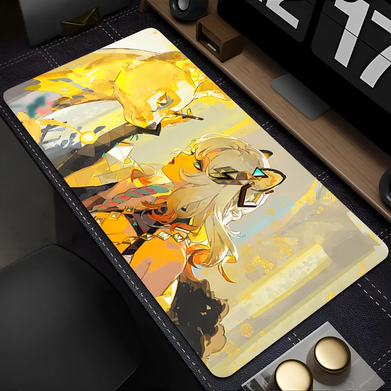 Tapis de souris pour ordinateur portable, armoire de bureau, clavier, PC, grand tapis de bureau HD g-genshin Impact Xilonen, tapis de souris en caoutchouc antidérapant étendu