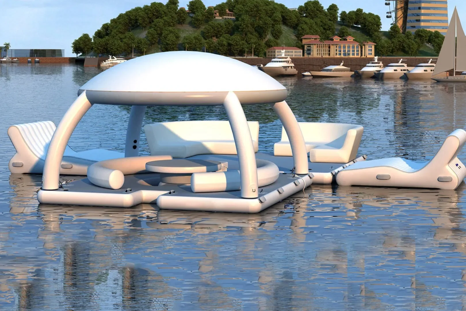 New Water Park Floating Water Bed Inflatable Floating Island