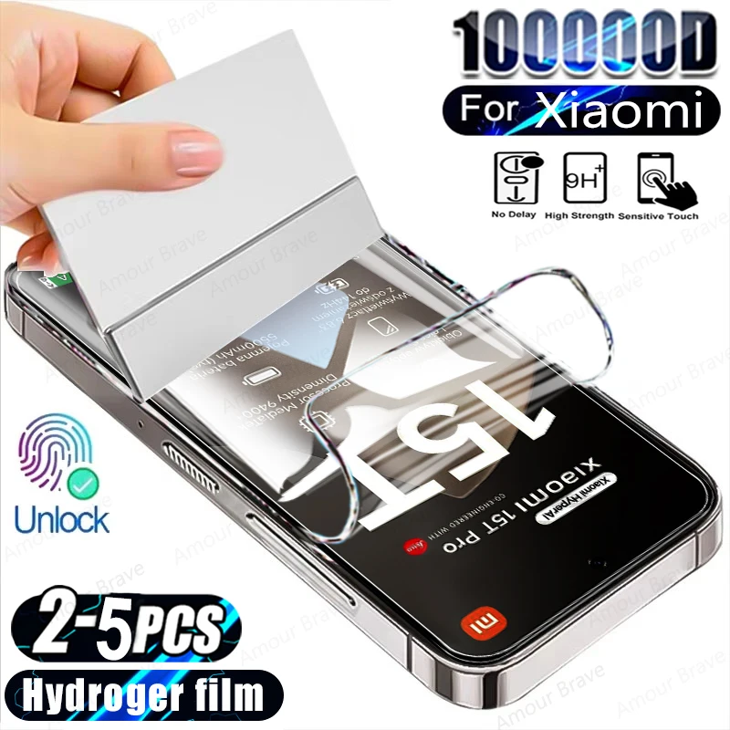 2-5 Piezas de Película de Hidrogel para Xiaomi 15T Pro 14T 15 Ultra Mi 17 Pro Max Redmi 14C, Protector de Pantalla Redmi Note 14 Pro Plus, Película Suave