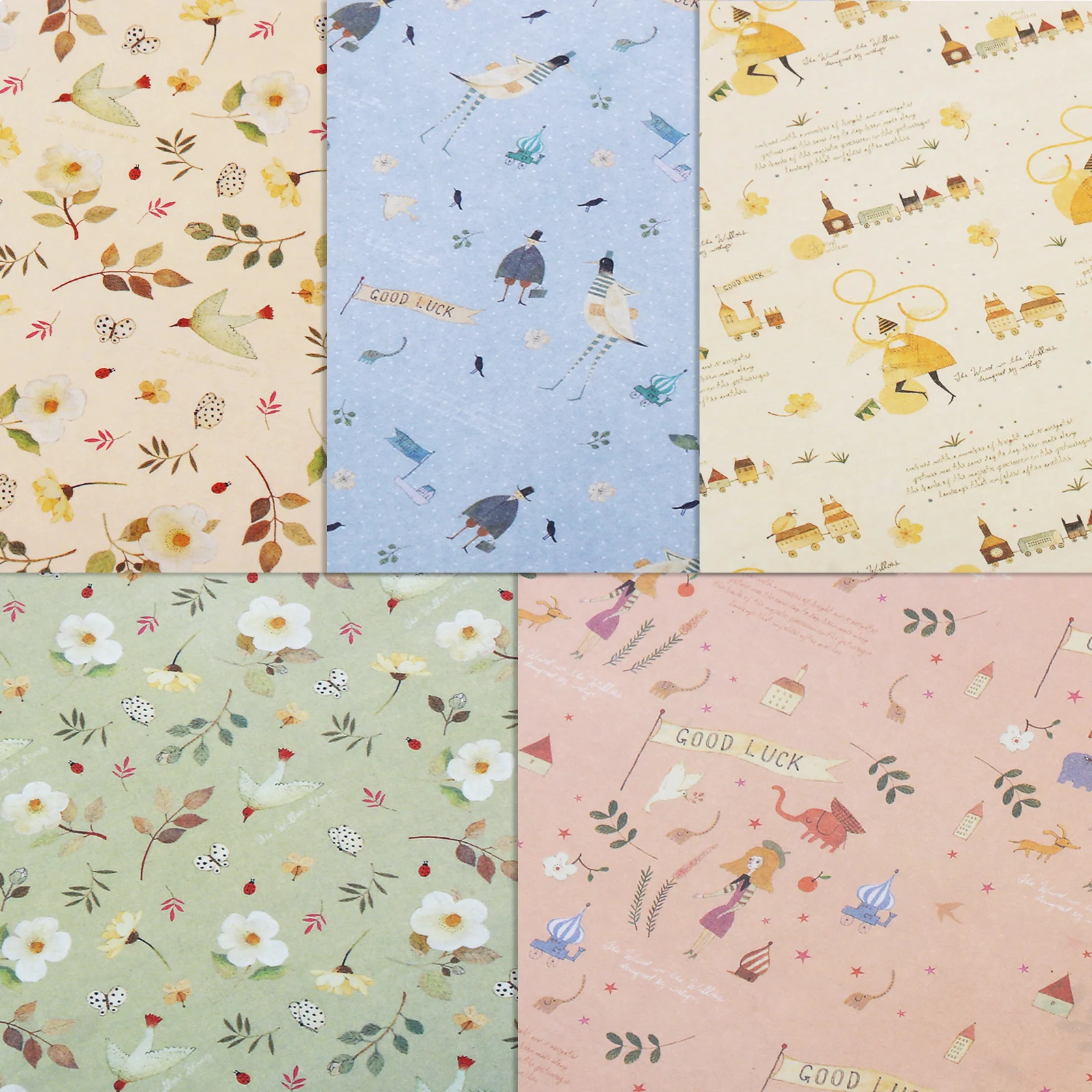 6Pcs Differrent Design Writing Paper With 3Pcs Envelopes Cartoon Pattern Vintage Floral Letter Stationery School Office Supplies