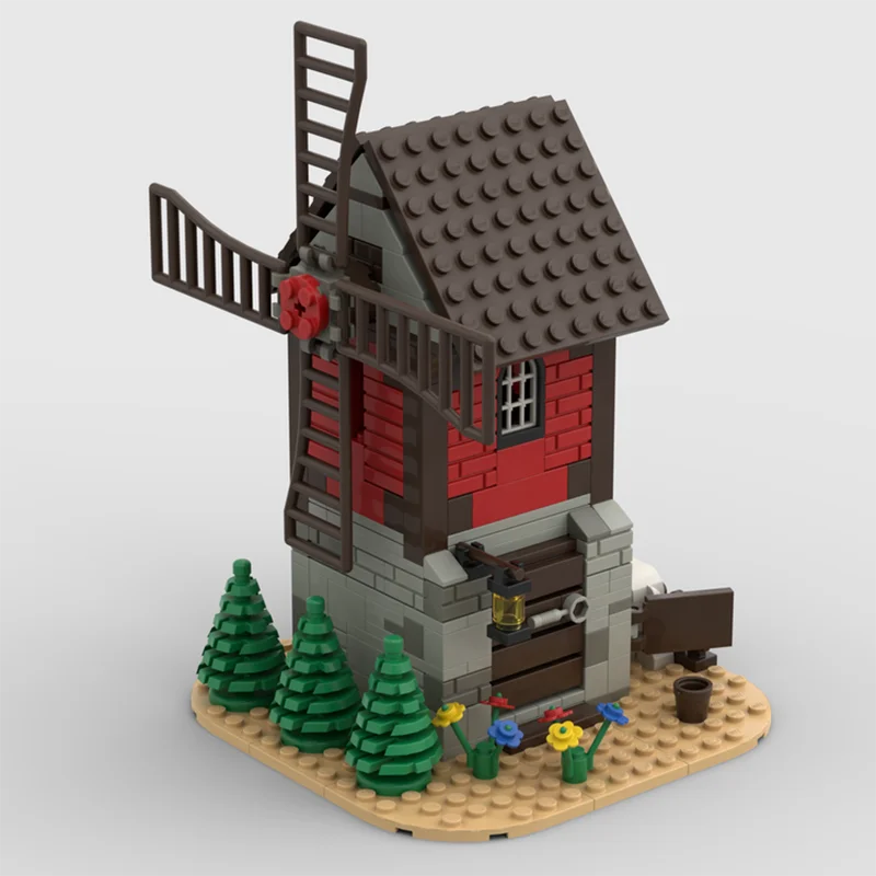 

NEW 288pcs European Medieval Street View Farmer's Windmill model DIY creative ideas Retro childToy Birthday Gift building bricks