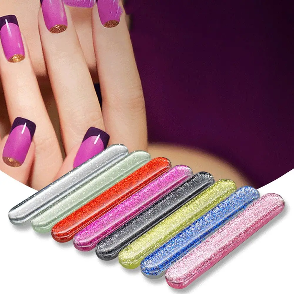 Compact Nano Glass Nail File Glitter Colorful Nail Polishing Strip Double Sided Durable Polishing Stick Women