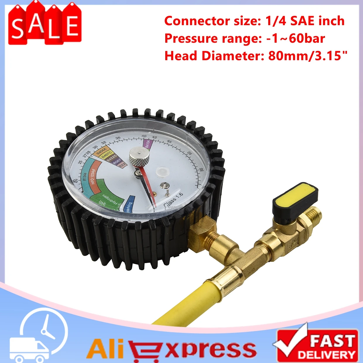 Air Conditioner Nitrogen Pressure Gauge Regulator For R134a R22 R407C R410A Automobile Tester HVAC System Test Tool