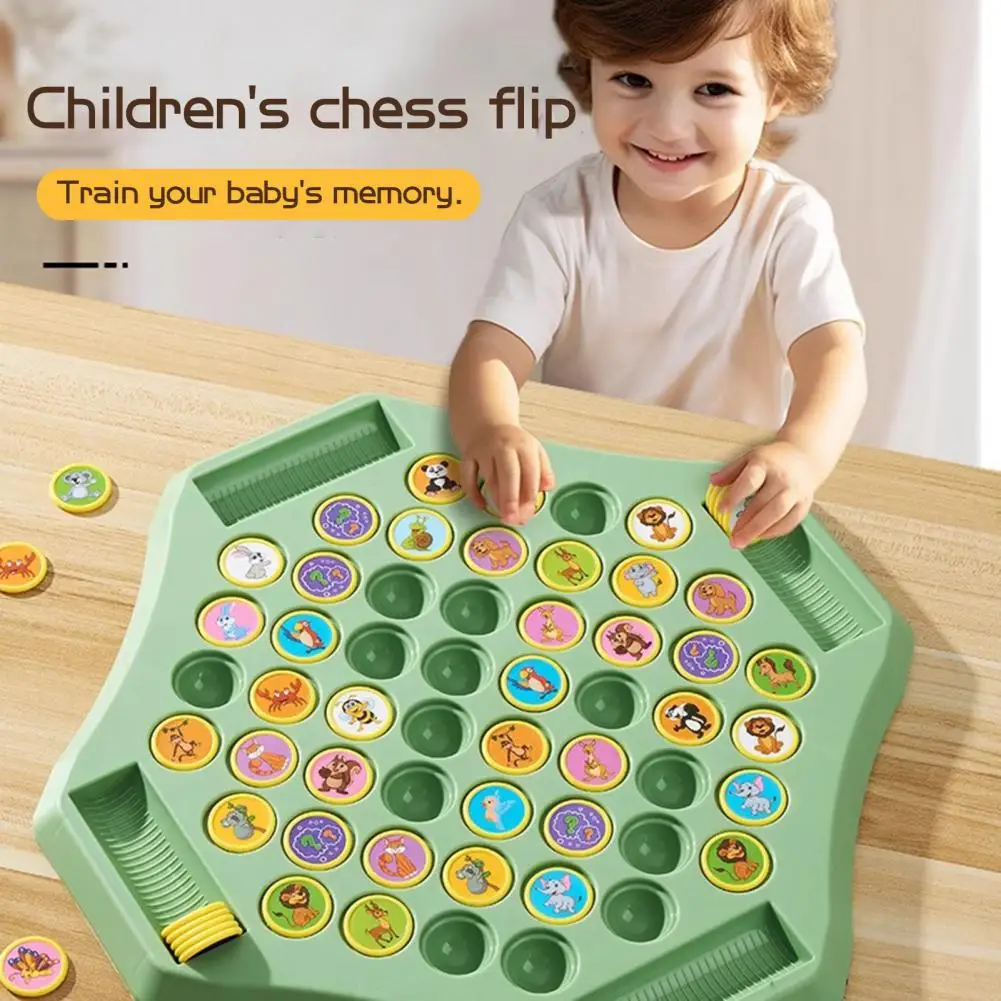 Flip Chess Board Game Educational Memory Challenge Toy for Toddlers Fruit Flipping Chess Game for Kids Focus Training for 2