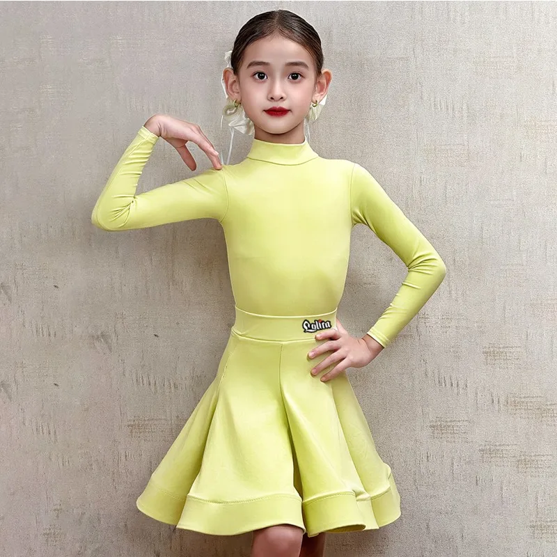 Vestido de baile latino personalizado para niñas, conjunto de actuación de ropa de competición de reglas latinas profesionales para niños