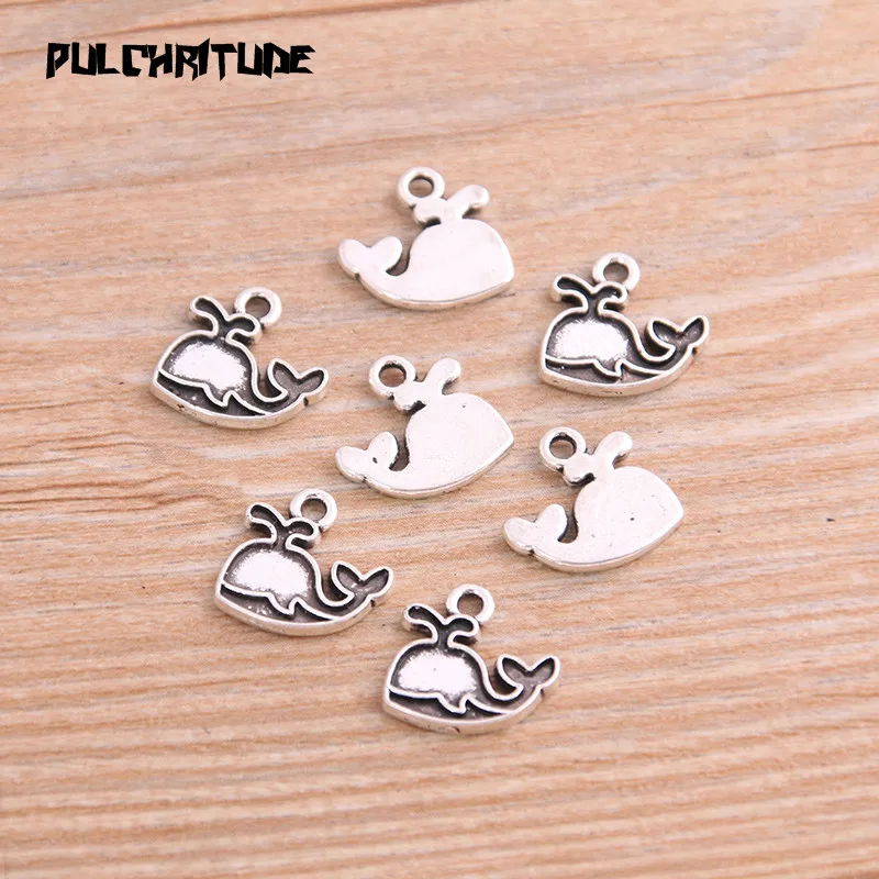 30PCS 12*23mm New Product Two Color Whale Charms Animal Pendant Jewelry Metal Alloy Jewelry Marking