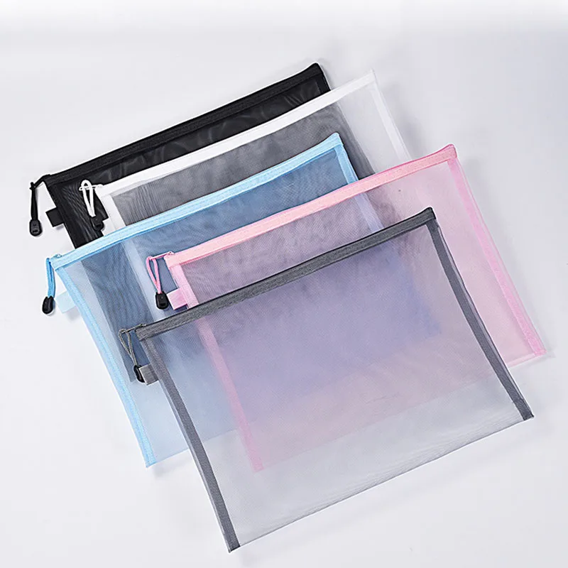 1PCS Clear Mesh Cosmetic Bag for Women Travel Casual Zipper Makeup Case Organizer Storage Pouch Toiletry File Storage Bags Pouch