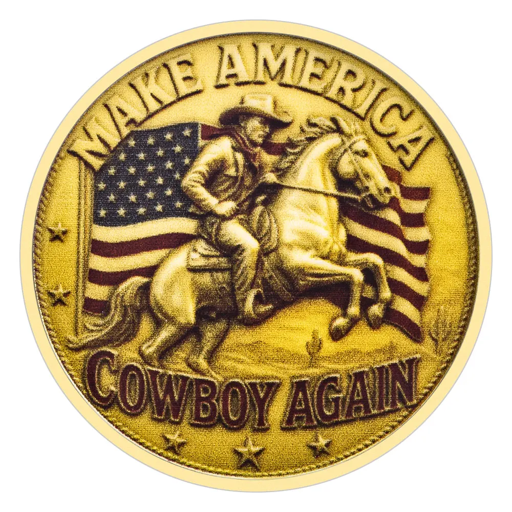 Make America Cowboy Again Collection Coin Home of The Free and The Brave Gold Plated Printing Challenge Coin