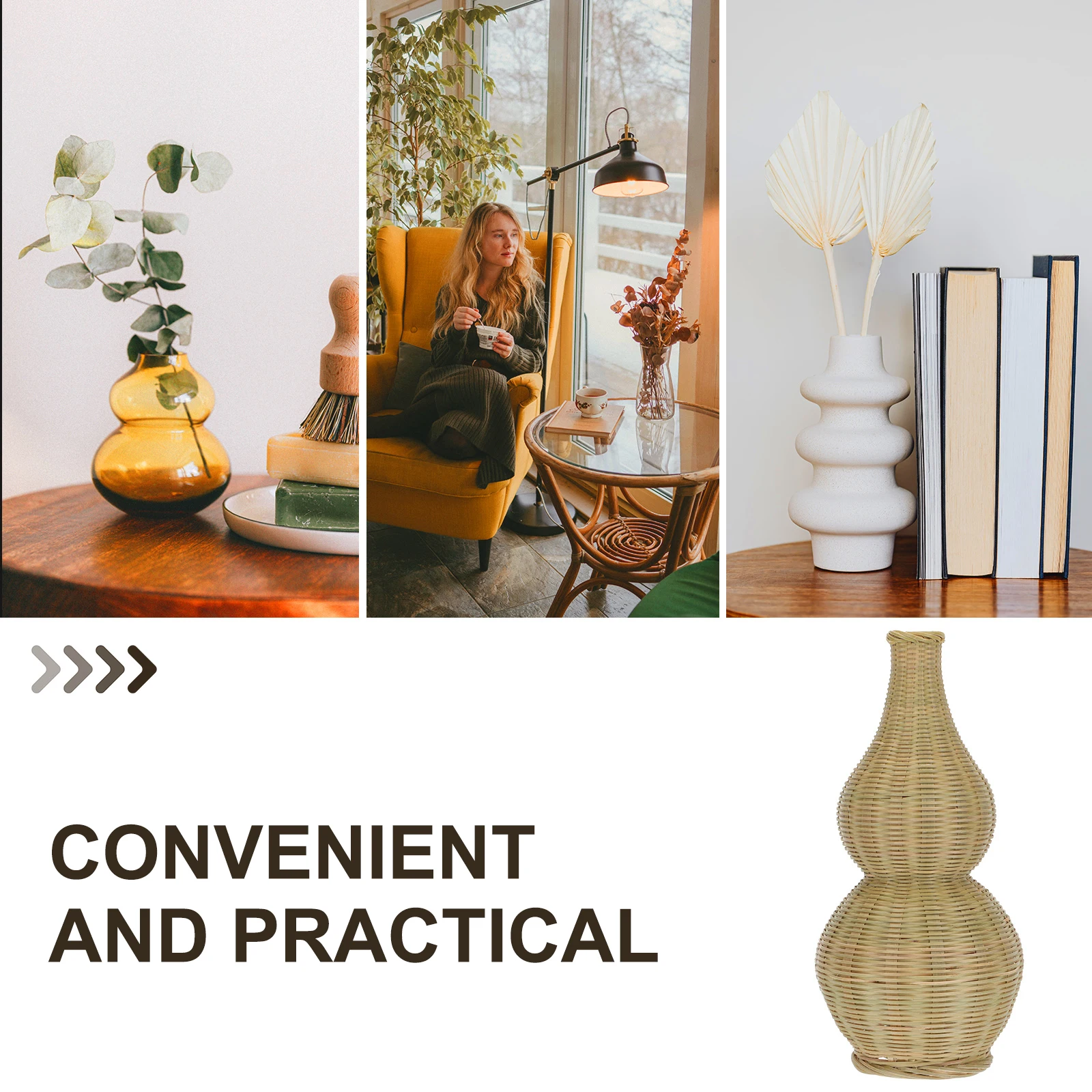 

1Pcs Bamboo Flowerpot Handmade Woven Vase Decoration Home Office Plant Container Bamboo Flowerpot