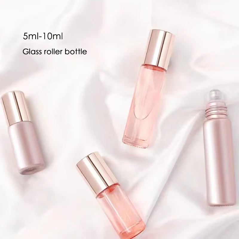 

24Pcs/lot 5ml 10ml Glass Essential Oil Roller Bottle With Metal Rollerball Empty Roll On Bottle Jar Vials For Fragrance Perfume