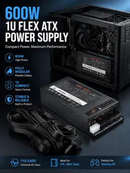 Nueva Fuente de Alimentación para PC de 600W, Completamente Modular, 1U Flexs ATXs, 110-240V ENP-7660B para K39 ITX Mini Case Game Desktop 1