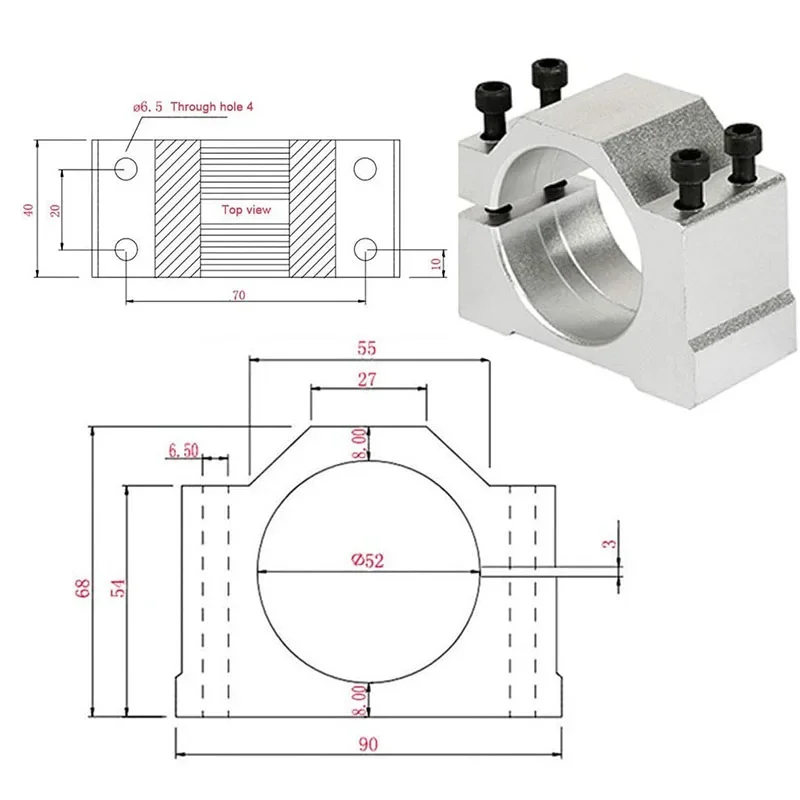 0.5kw Air Cooled Spindle Motor ER11 Chuck CNC 500W Spindle DC Motor + 52mm Clamps + Power Supply Speed Governor For DIY CNC