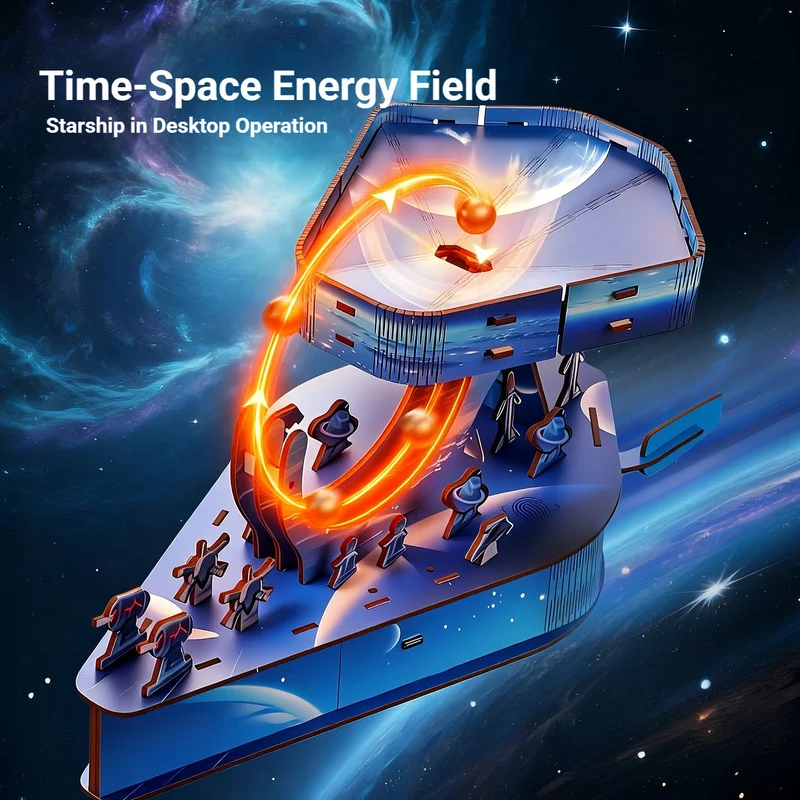 

Деревянная сборная модель кинетического вечного движущегося космического корабля, настольный декор, антистресс, циклическая мраморная трасса для взрослых