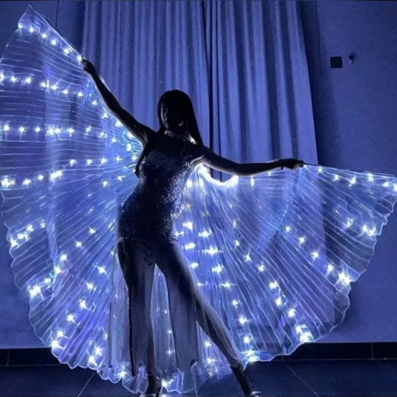 LED سلسلة عباءة 360 درجة تضيء أجنحة الفراشة المرحلة ملابس رقص البطن الهذيان ملابس الحفلات أداء مهرجان متوهجة #1