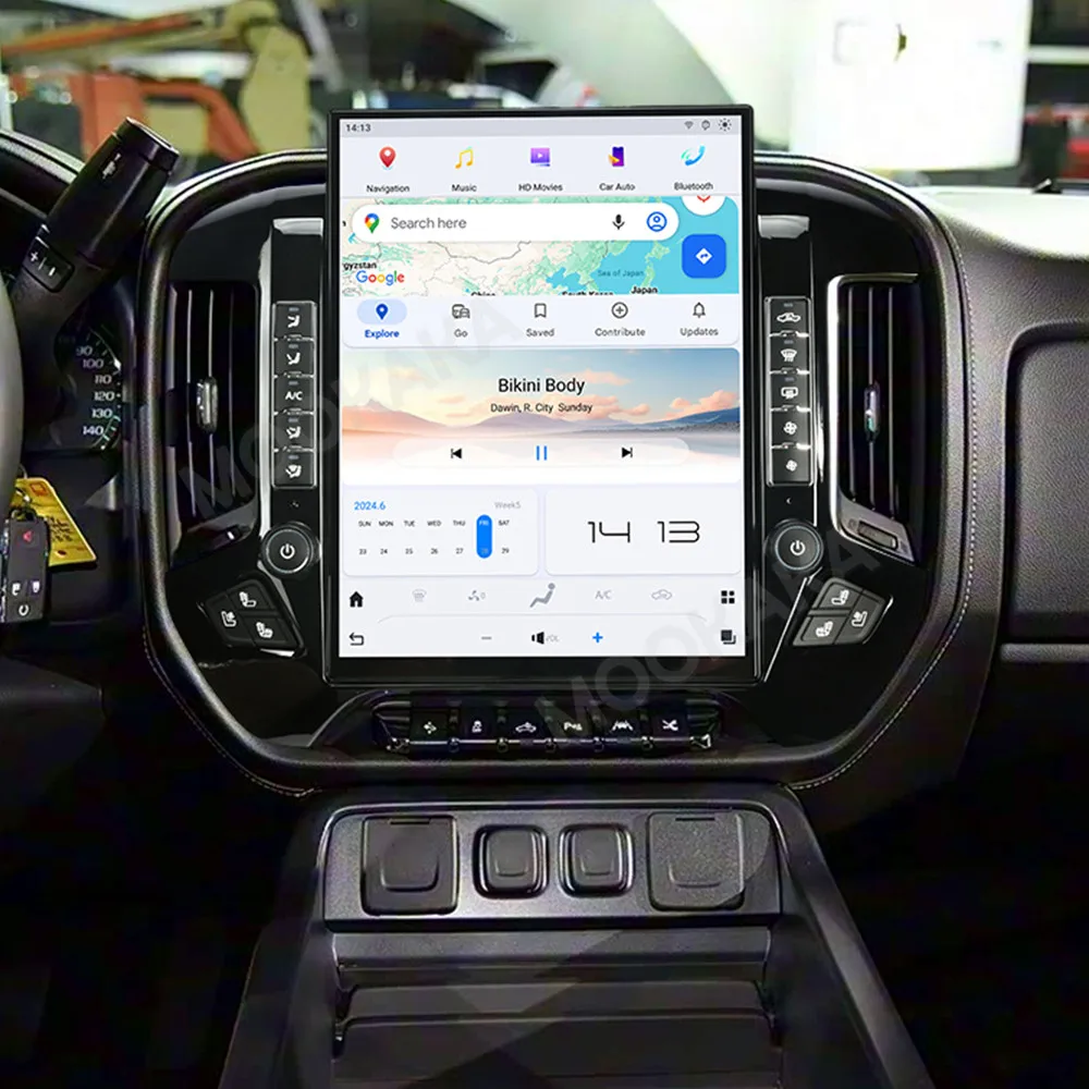 Android Auto estéreo Multimedia para Chevrolet Silveroda 1500 2500 HD 3500 HD 2014-2019 Radio de coche 15,6 "unidad principal de navegación GPS