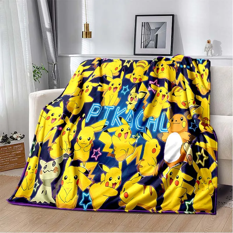 6 Size Pokémon Cartoon Blankets Cute Pikachu 3D Printing Comfortable and Soft Picnic Blanket Gift To Family or Friends