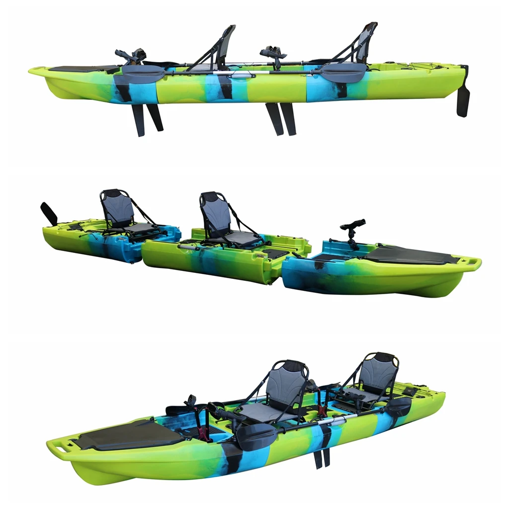 

Removable Tandem 2-Person Hard Plastic Angler Kayak 14ft 2 or 3-Section Pedal Fishing Kayak with Pedals