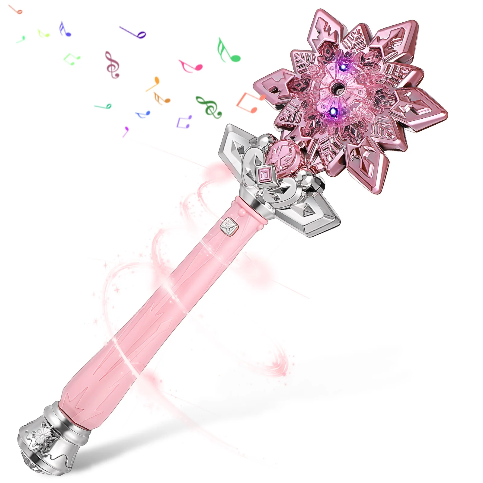 1 個スノーフレークワンドライトアッププリンセスコスプレ子供のためのフェスティバルパーティーロールプレイ小道具スノーフレークワンド