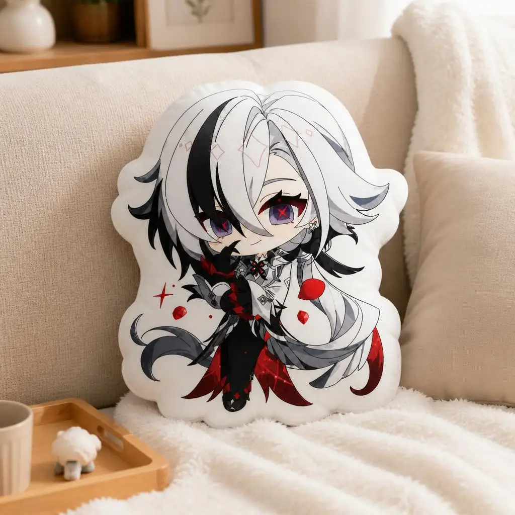 Genshin Impact Arlecchino Knave Fatui Harbinger Anime Plush Pillow Cushion Stuffed Throw Pillow Home Decor Gift Sofa Bed