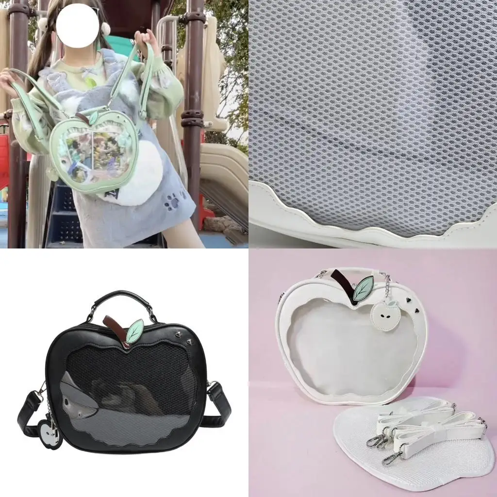 

Preppy Styles Crossbody Bag for Pin Display Apples Itabag PU Leather Shoulder Bag Sweet Backpack Bag