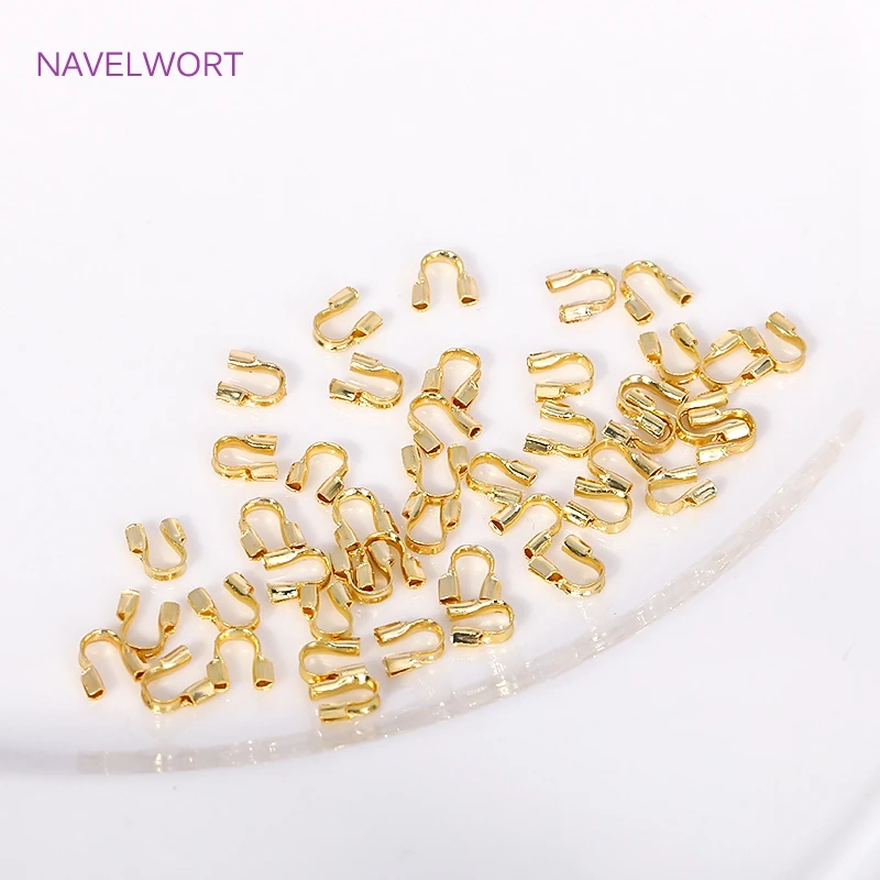 14K/18K Gold Plated Wire Guardian Cord Protector,Brass U Shape Hook Clasp Connector DIY Jewelry Making Accessories Wholesale