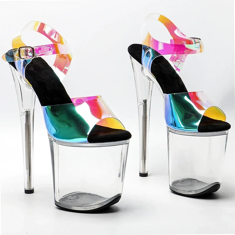 Leecabe-Sandales à plateforme transparente, chaussures de fête à talons hauts, 8 pouces/20cm