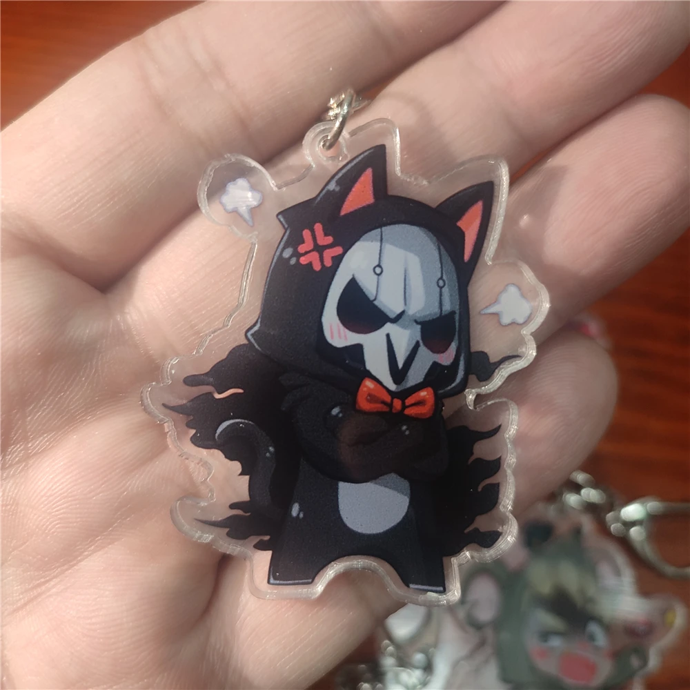 Game OW Reaper Gabriel Reyes Lúcio D.Va JunkRat Cosplay Keychain Badge Accessories Key Chain Cartoon Pendant Xmas Gifts view 4