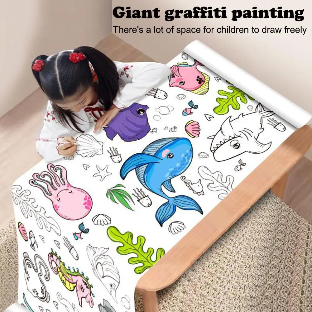 1/4Pcs Children's Drawing Roll Sticky Color Filling Paper Graffiti Scroll Coloring Paper Roll For Kids DIY Painting Toys